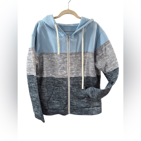 SHEIN Tops - SHEIN Color Block Zip-Up Hoodie